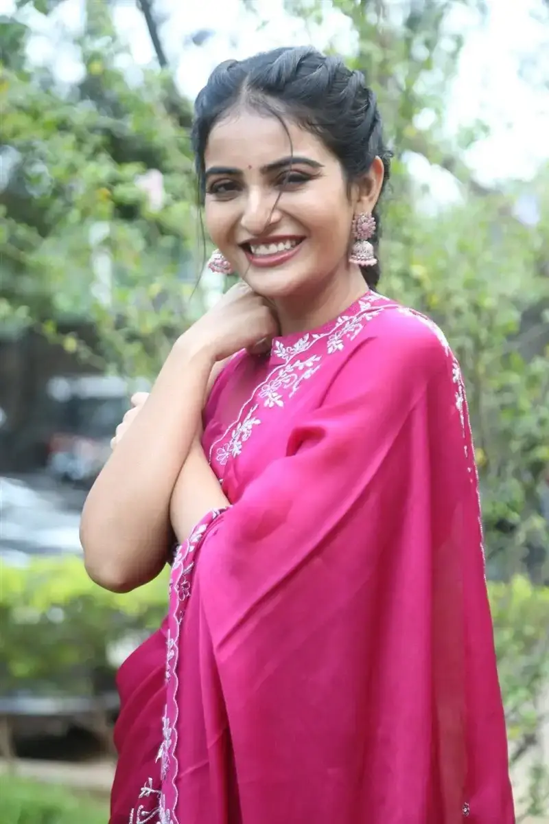 Actress Ananya Nagalla Red Saree at Anveshi Movie Release